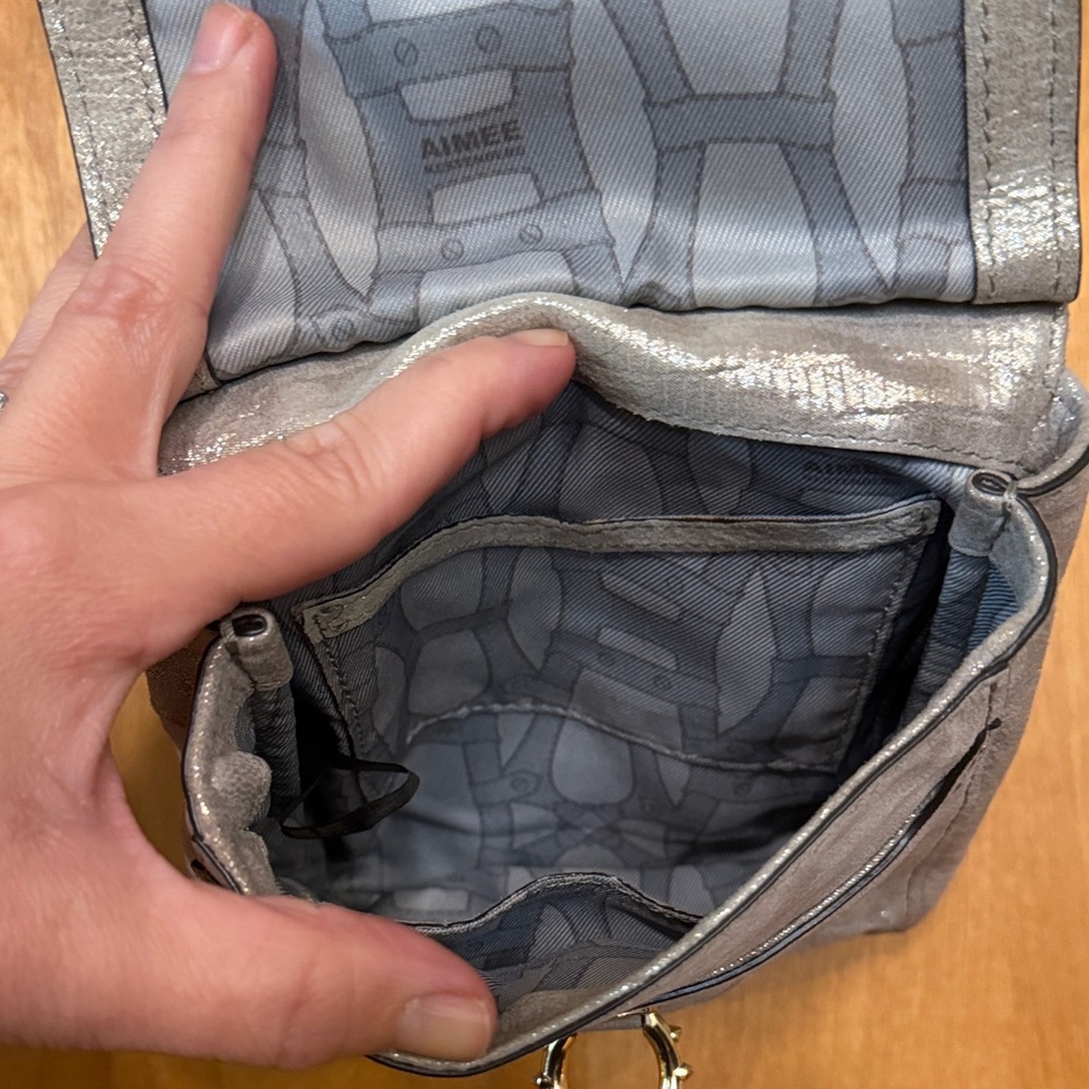 Aimee Kestenberg Metallic Silver Leather Crossbody Bag - Picture 4 of 11